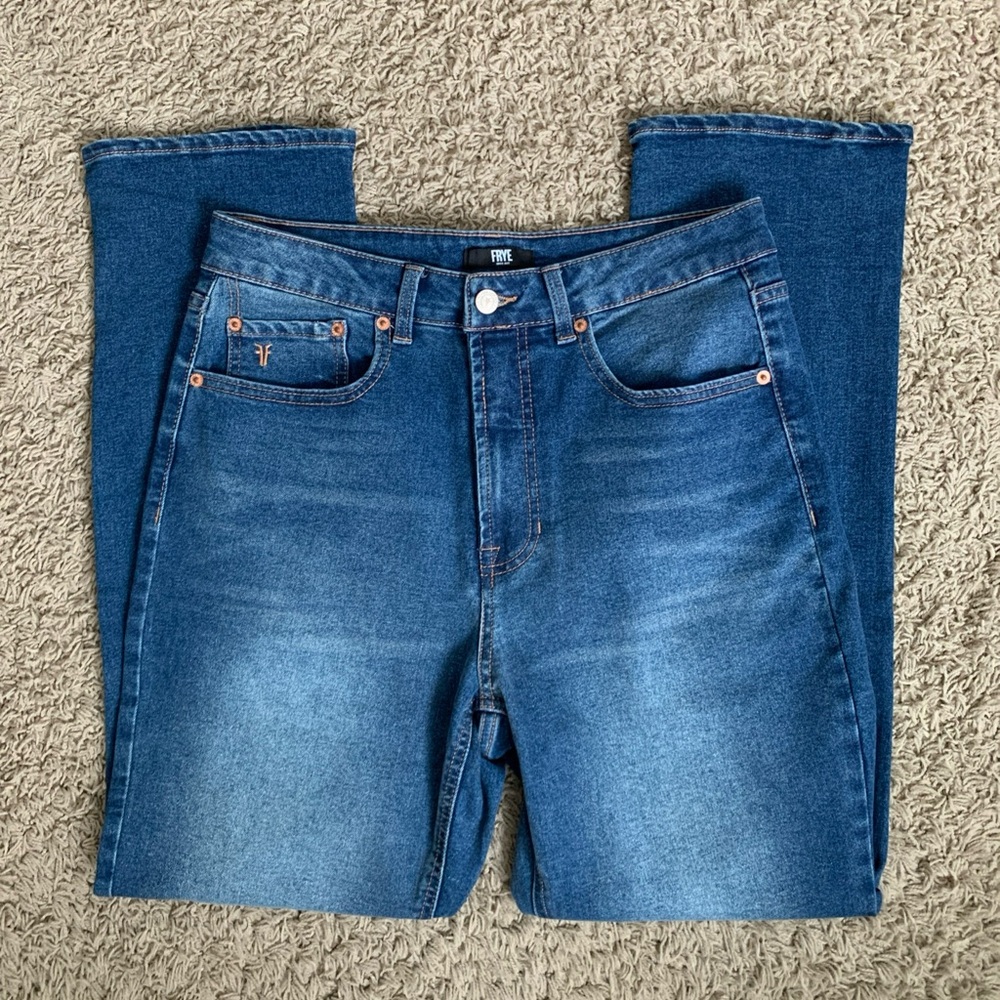Frye size 6/28 high rise straight leg blue jeans